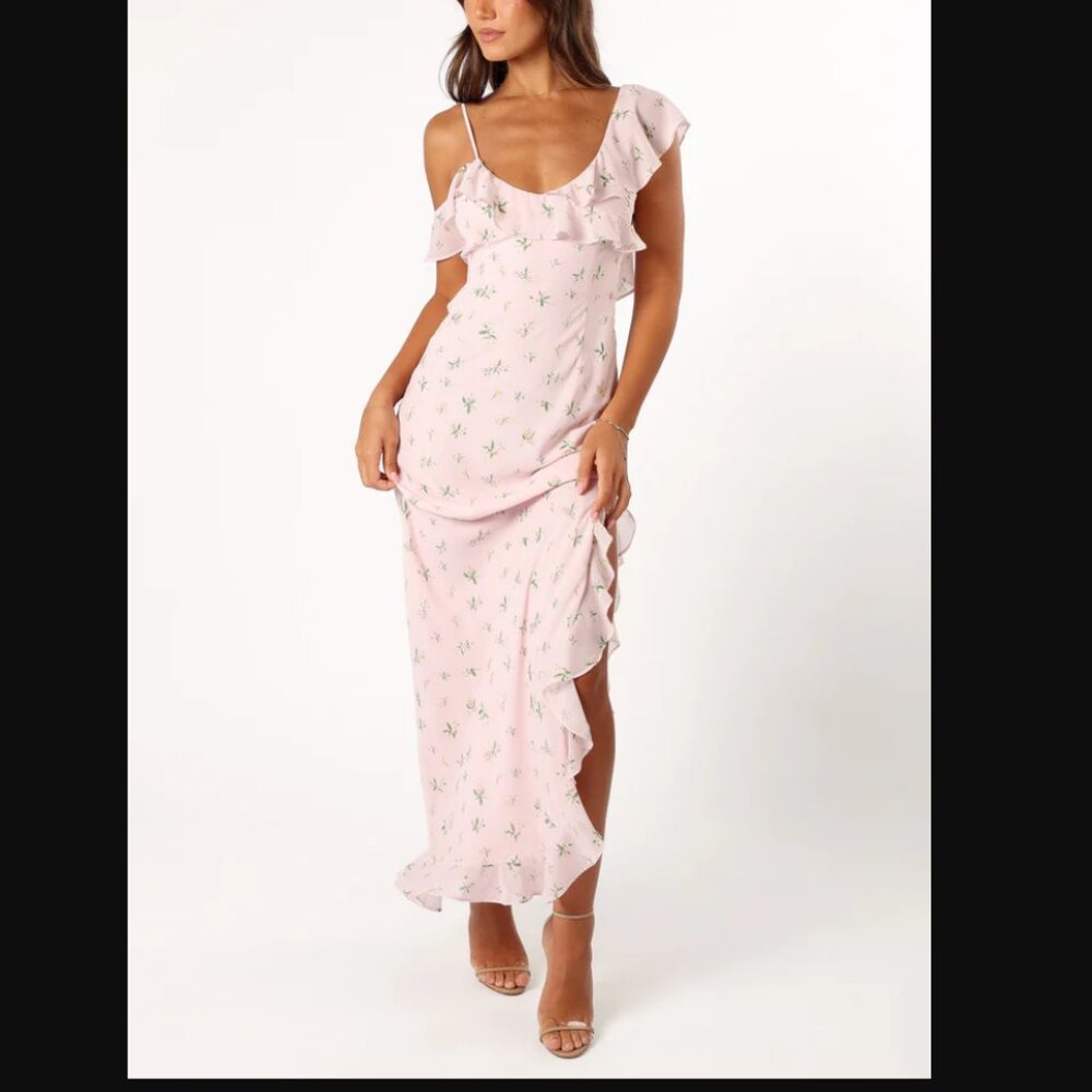 NWT Petal + Pup Chloe Maxi dress Floral pink sleeveless ruffle